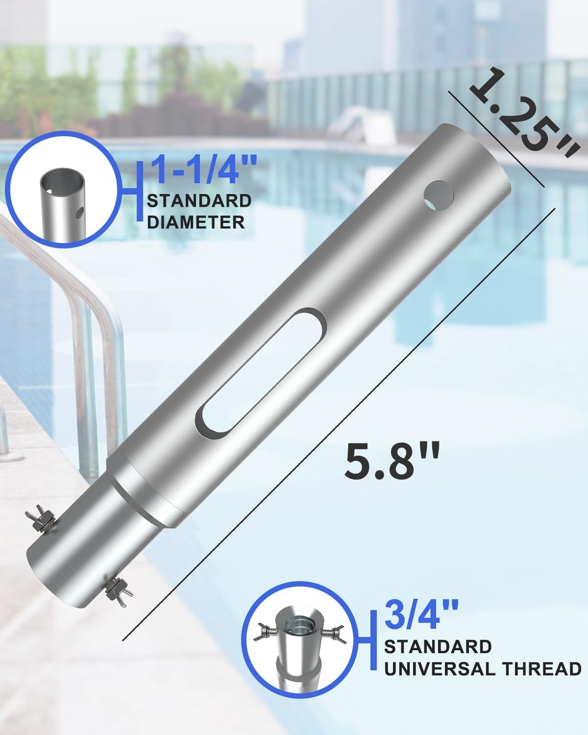 Skiennix 16FT Telescopic Swimming Pool Pole - Heavy Duty Aluminium, Adjustable 4 to 16 Feet