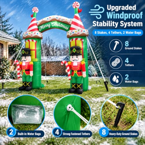 10 ft Christmas Inflatable Archway Nutcracker with LED Lights – Outdoor Holiday Decor
