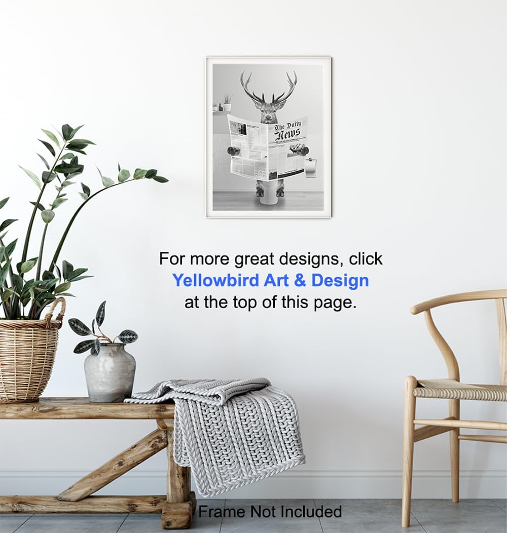 Skiennix Bathroom Wall Art | Deer & Elk Hunting Decor | Funny Unframed Print for Men & Kids