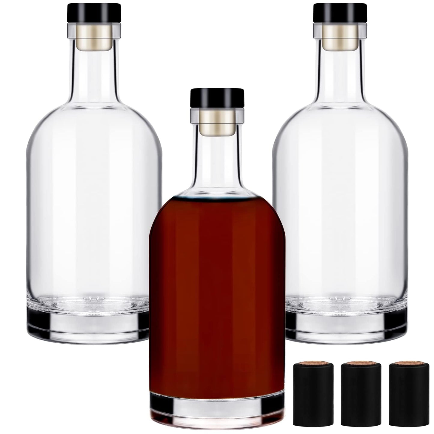 Liengoron Wine Bottle 24PCS 100 ML Glass Bottles with Lids 3 oz Clear Glass Bottles with Cork Empty Wine Bottle with Stopper for Beverages Drinks Beer Water Soda