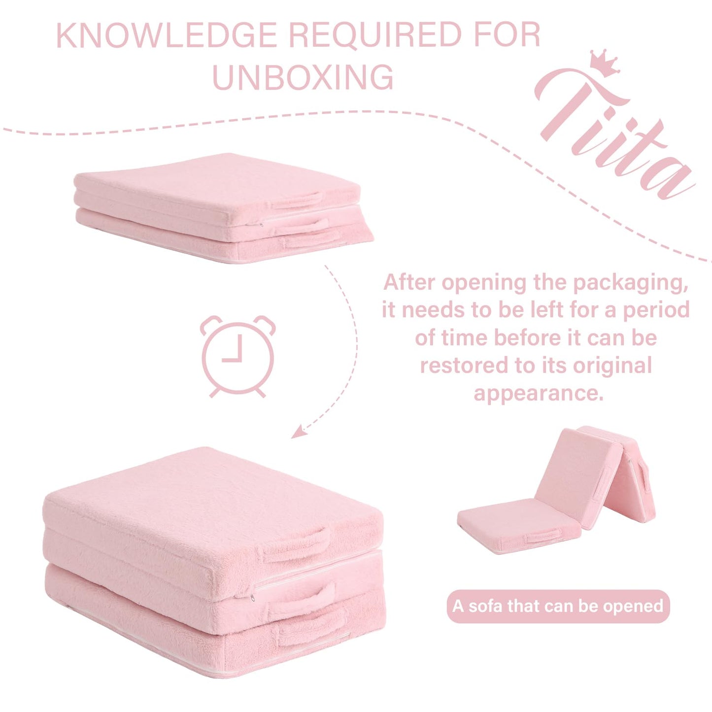 Tiita Toddler Foldable Floor Mattress for Kids, Small Floor Nap Mat for Sleeping Daycare, Kids Trifold Chair, Portable Toddler Tri Folding Mattress for Girls and Boys,Blue Cloud