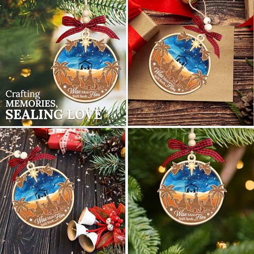HEXMOZ Nativity Scene Christmas Ornament - Religious Holiday Decor, 2nd Variation
