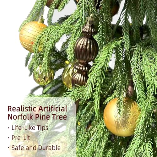 6ft Pre-Lit Artificial Christmas Tree with Warm White Lights - Norfolk Touch