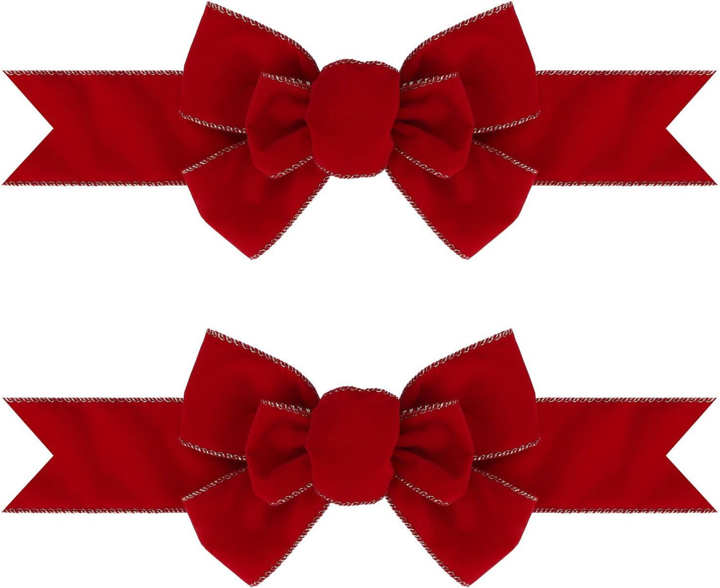 Meseey Red Velvet Christmas Burlap Bows - Handmade Decorative Ornaments for Wreaths & Gifts (Large)
