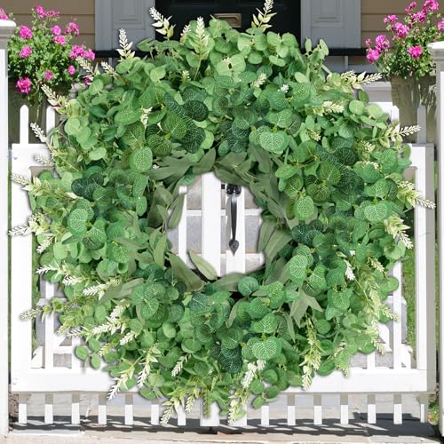 26-Inch Eucalyptus Wreath for Front Door - All-Season Greenery Decor - Spring Summer Winter