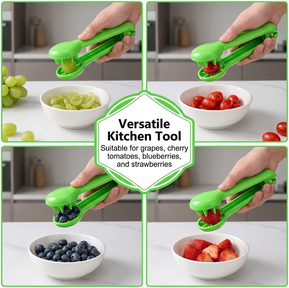Skiennix Grape Cutter Tool - Versatile Fruit Slicer for Cherry Tomatoes & Strawberries | Green Color