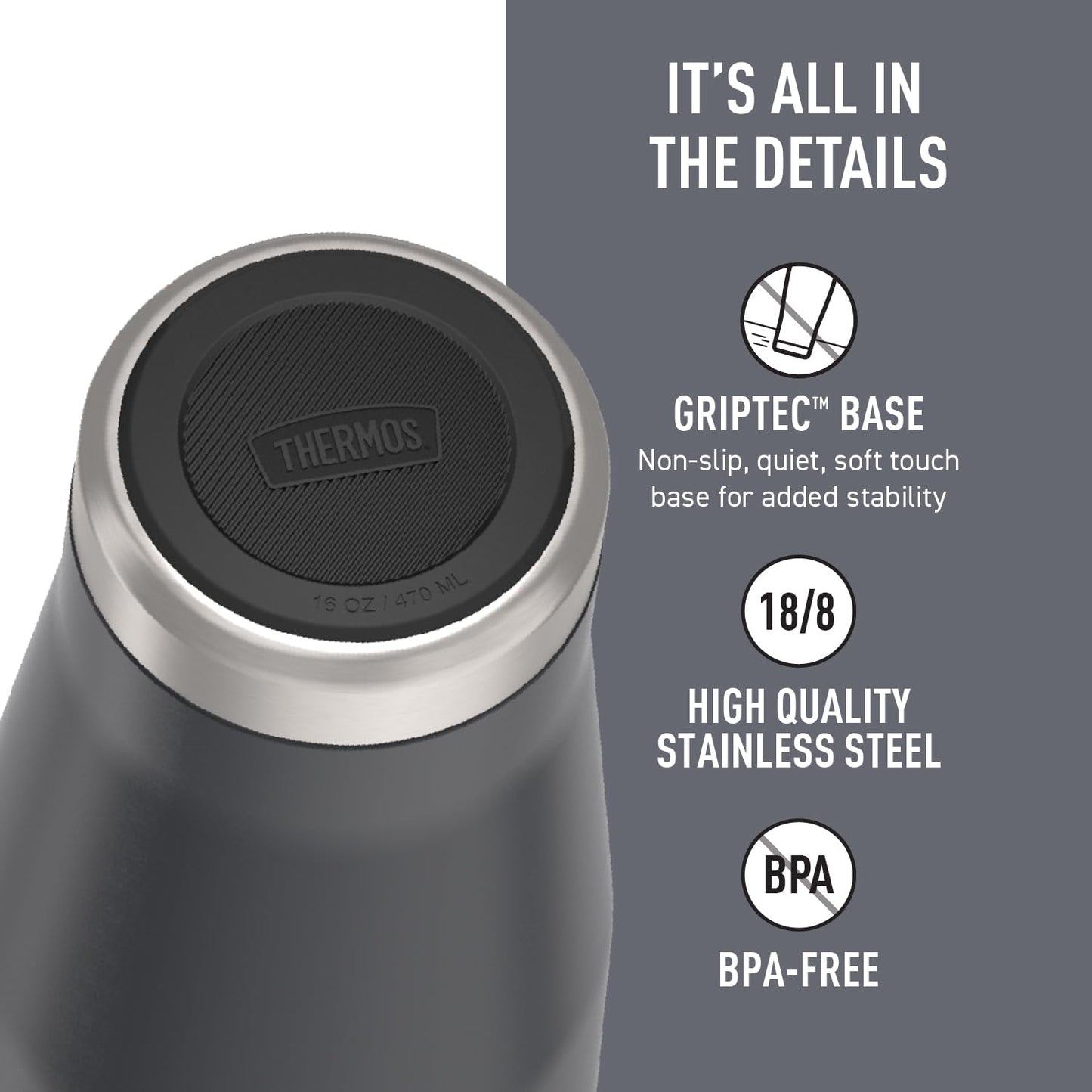 THERMOS ICON SERIES, Stainless Steel Mug, Granite, 16 oz