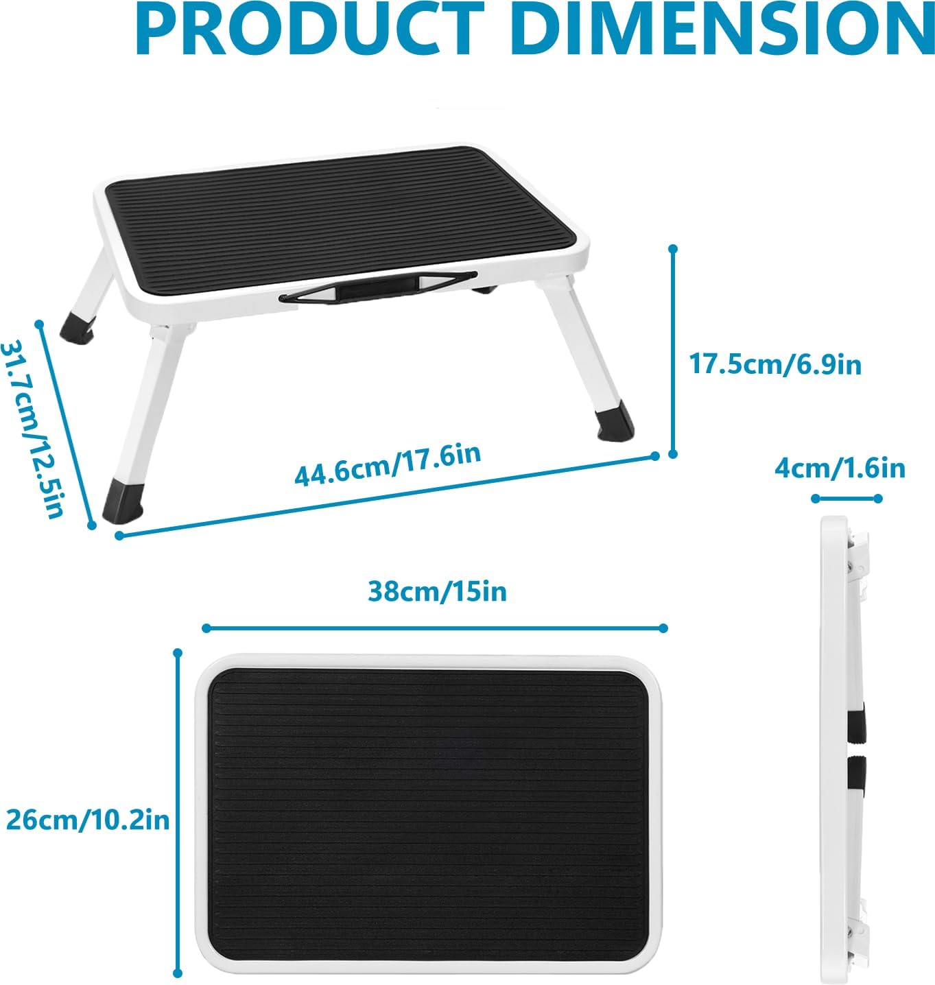 Simple Deluxe Step Stool - Foldable Heavy Duty Foot Stool with Non-Slip Platform | 330 Lbs Capacity