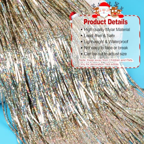 CCINEE Champagne Tinsel Icicles 2000 Strands Christmas Decorations 19.7"