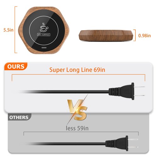 Coffee Mug Warmer: Smart Beverage Heating Plate Candle Wax Cup Warmer Electric Thermostat Coaster for Hot Coffee Milk Tea Water Cocoa Desk Home Office Use (R1 Wood Grain)