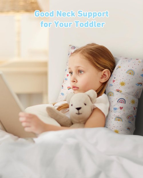 Babebay Toddler Pillow - Soft 13x18 Kids Sleeping Pillow | Machine Washable Cotton Case, Ideal for Travel