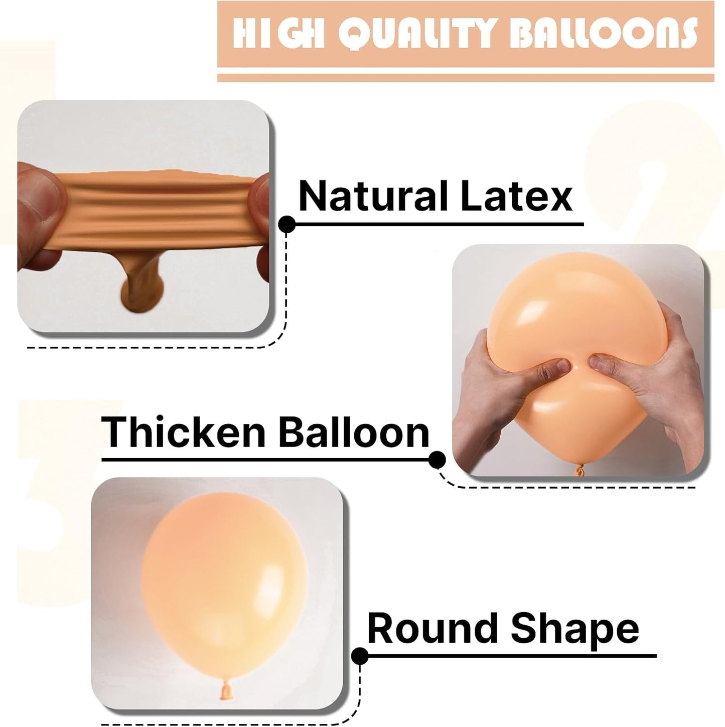 PartyWoo Nude Balloon Arch Kit - 127pcs in Various Sizes for Jungle Safari & Baby Shower Decor | Apricot & Brown