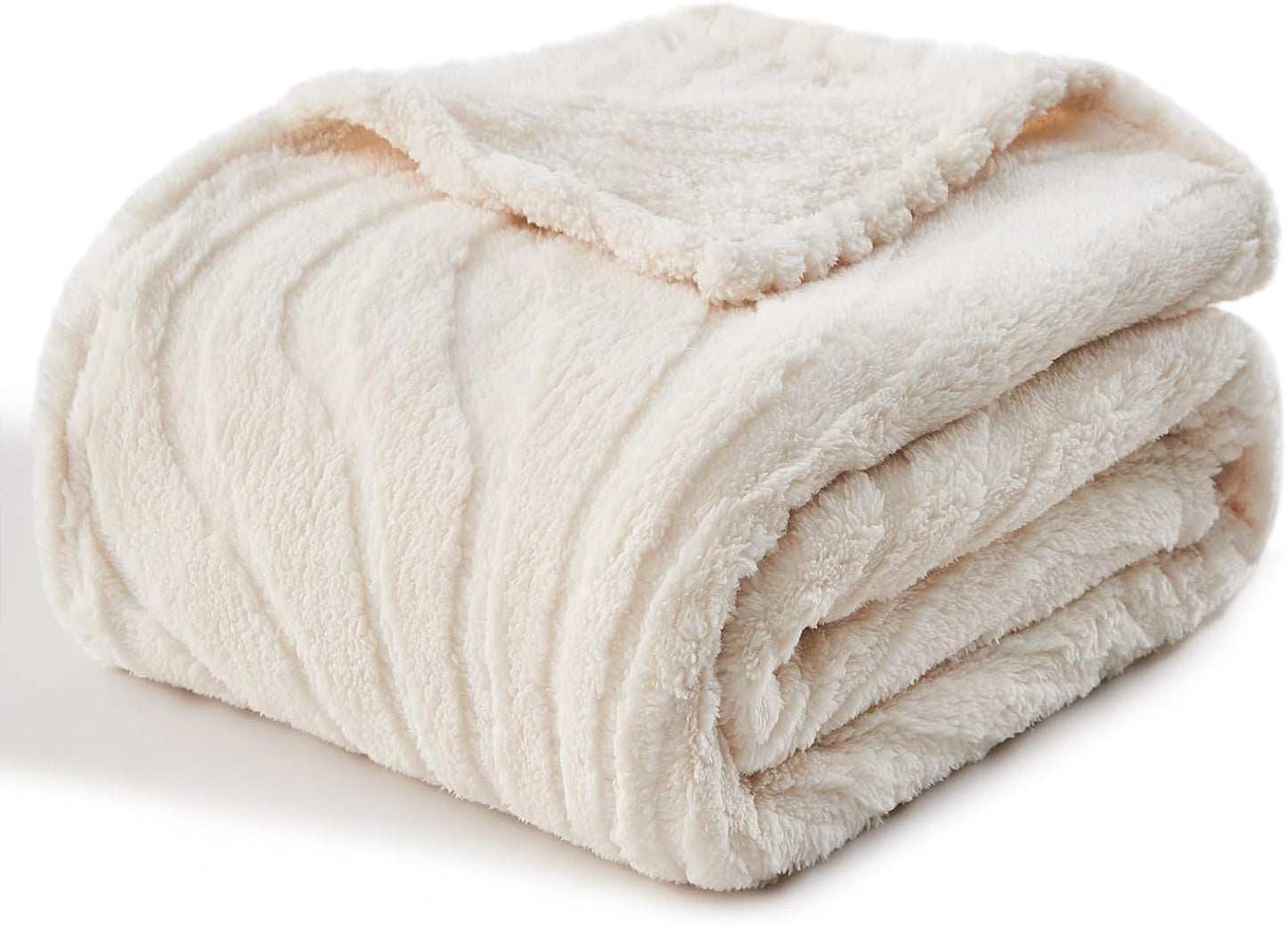Lifein Throw Blanket - Cream Wave Boho Fleece Blanket for Couch | Soft, Lightweight 50x60in Decorative Throw