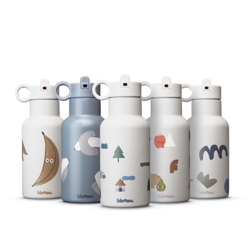 Blooom Insulated Stainless Steel Kids Water Bottle With Straw Lid | Durable, Leakproof, Cupholder Friendly | Kids Tumbler for School, Travel and Outdoors | Modern Design (City, 12 oz)