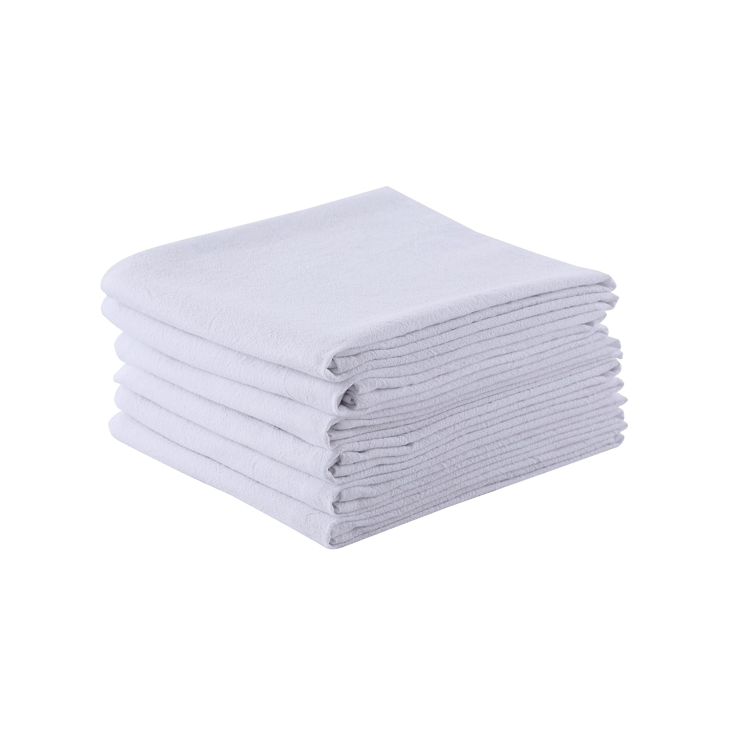 Clwellge 100% Cotton Flour Sack Dish Towels, Pack of 6, Blank Tea Towels Highly Absorbent for Kitchen, Drying and Cleaning 50x70cm (White)