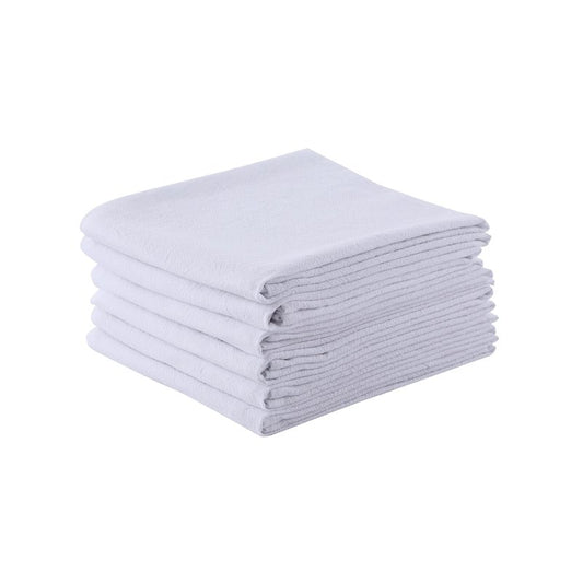 Clwellge 100% Cotton Flour Sack Dish Towels, Pack of 6, Blank Tea Towels Highly Absorbent for Kitchen, Drying and Cleaning 50x70cm (White)