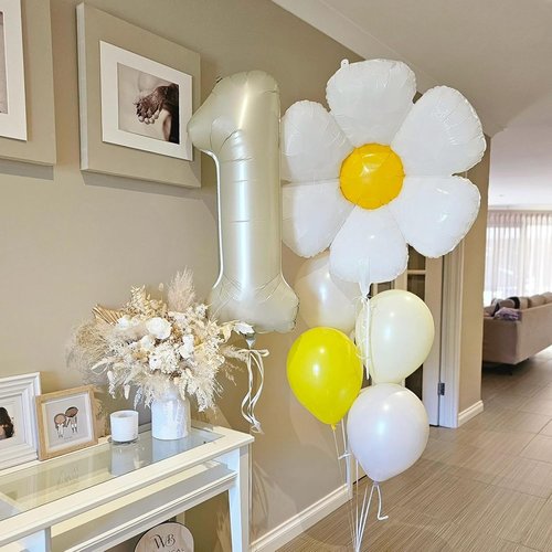 Beige 40-Inch Cream Number 1 Balloon - Giant Foil Balloon for 1st Birthday Decorations