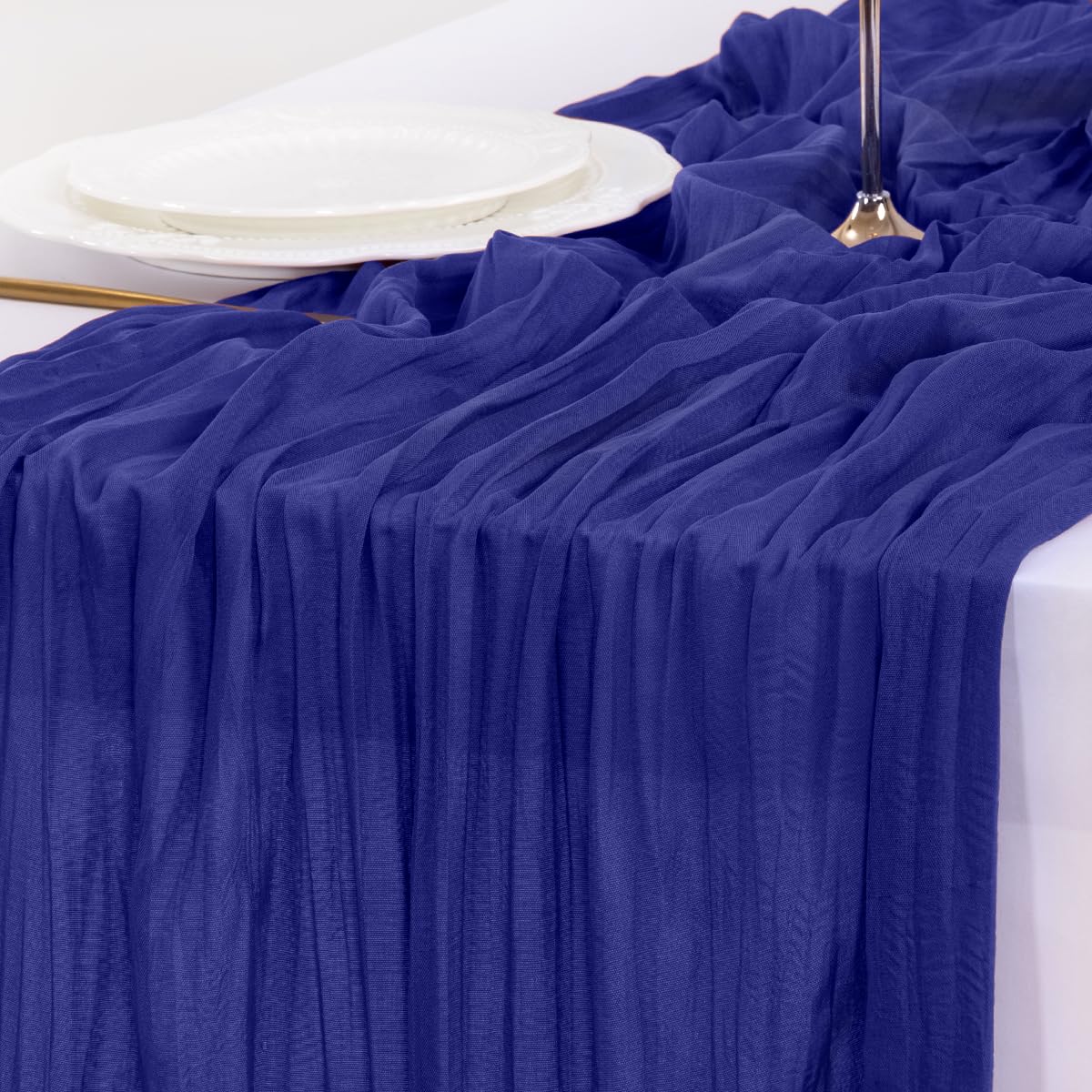 Socomi 6pcs Royal Blue Cheesecloth Table Runner Boho Rustic Gauze 120 inch 10FT Cheese Cloth Sheer Runner for Wedding Party Baby Shower Birthday Home Decor Holiday Decorations