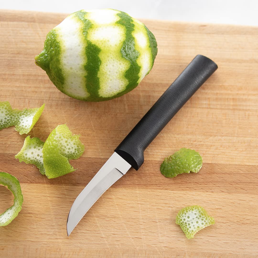 Rada Cutlery Granny Paring Knife (W200), 2.38" Stainless Steel Serrated Blade, Black Handle, Pack of 2
