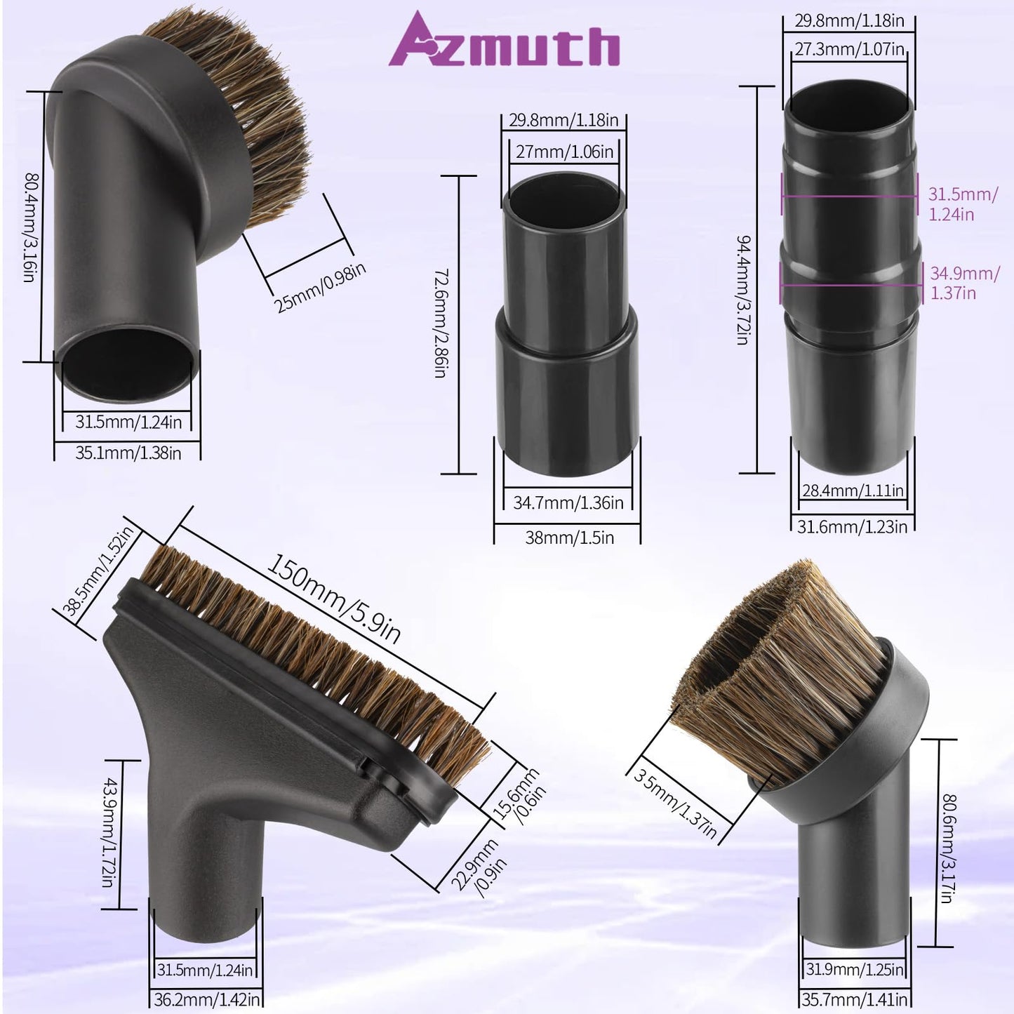 6 Pack For Shark Vacuum Attachments Replacement Shark Vacuum Brush Attachment with Vacuum Hose Adapter, 1 1/4 Vacuum Attachments for Multiple Household Vacuum Cleaners