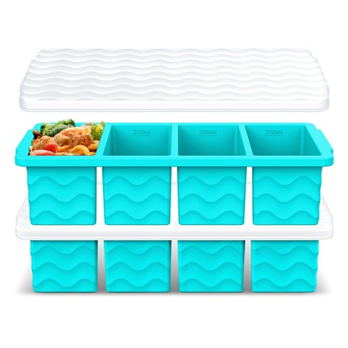 Doasuwish Silicone Freezer Molds for Soup with Lid – 1-Cup Soup Container Style Ice Cube Trays for Freezer, Meal Prep & Food Storage, Freeze 250mL/125mL Portions – 2 Pack