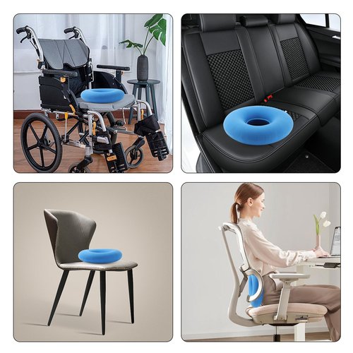 ANABIUP 2 Pack Inflatable Donut Pillow Ring Seat 15 Inch Round Portable Donut Cushion Pillow for Home Office Chair Wheelchair Car, 2 Colors