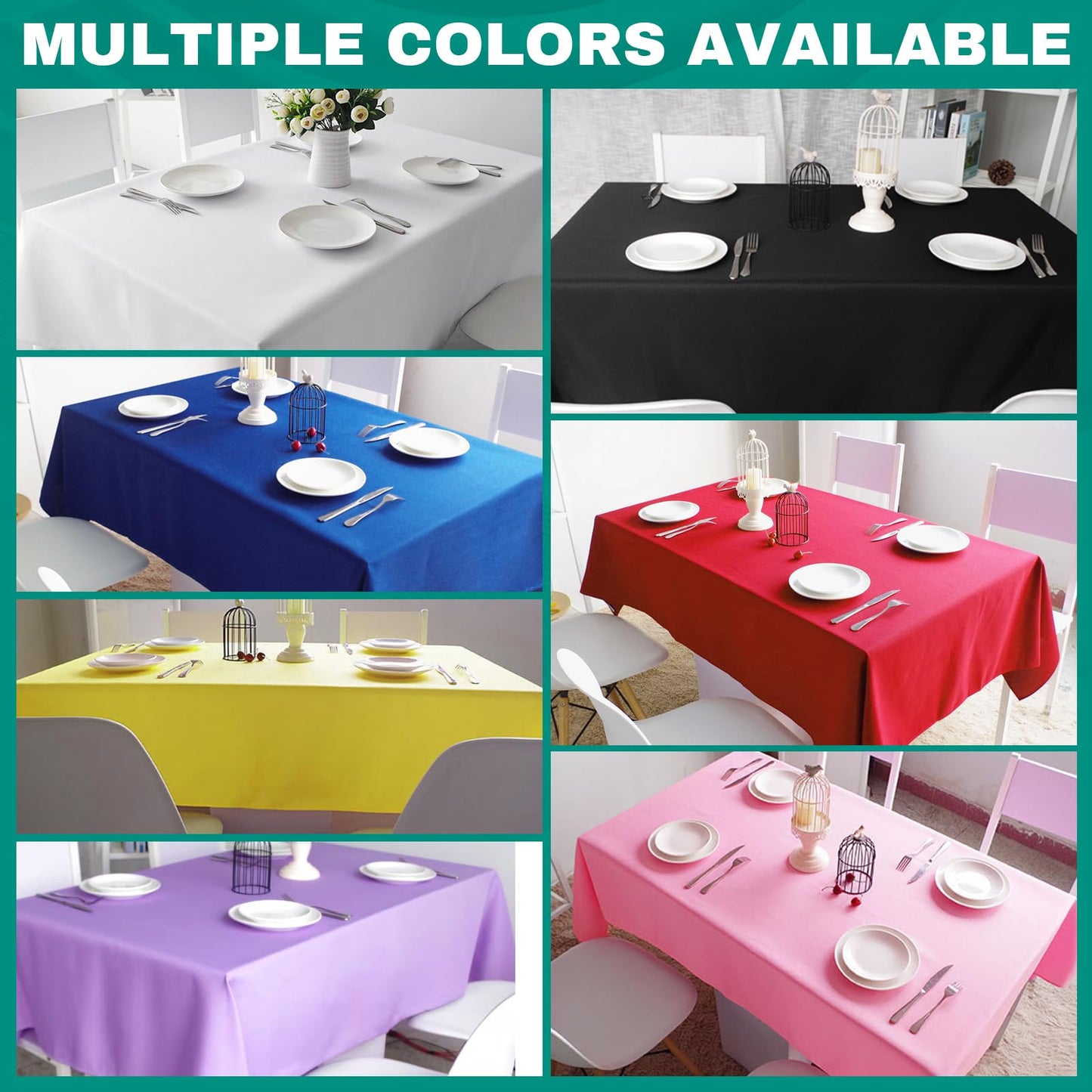 RowinsyDD 8 Pack Blue Plastic Table Cloths Disposable, 54 x 108 Inches Plastic Table Cover for Rectangle Tables, Disposable Tablecloth for Dinning, Parties, BBQ, Wedding, Outdoor