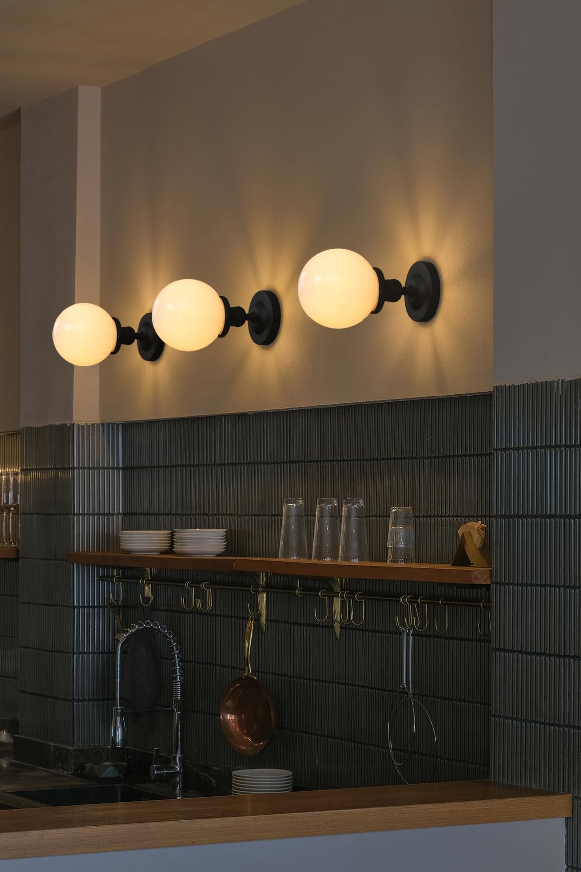 JIMUBEAM Industrial Semi Flush Mount Ceiling Light, Milk White Globe Glass Pendant Lamp Shade, Close to Ceiling Light Fixture for Porch, Hallway, Entryway, Kitchen, Bedroom, Hotel