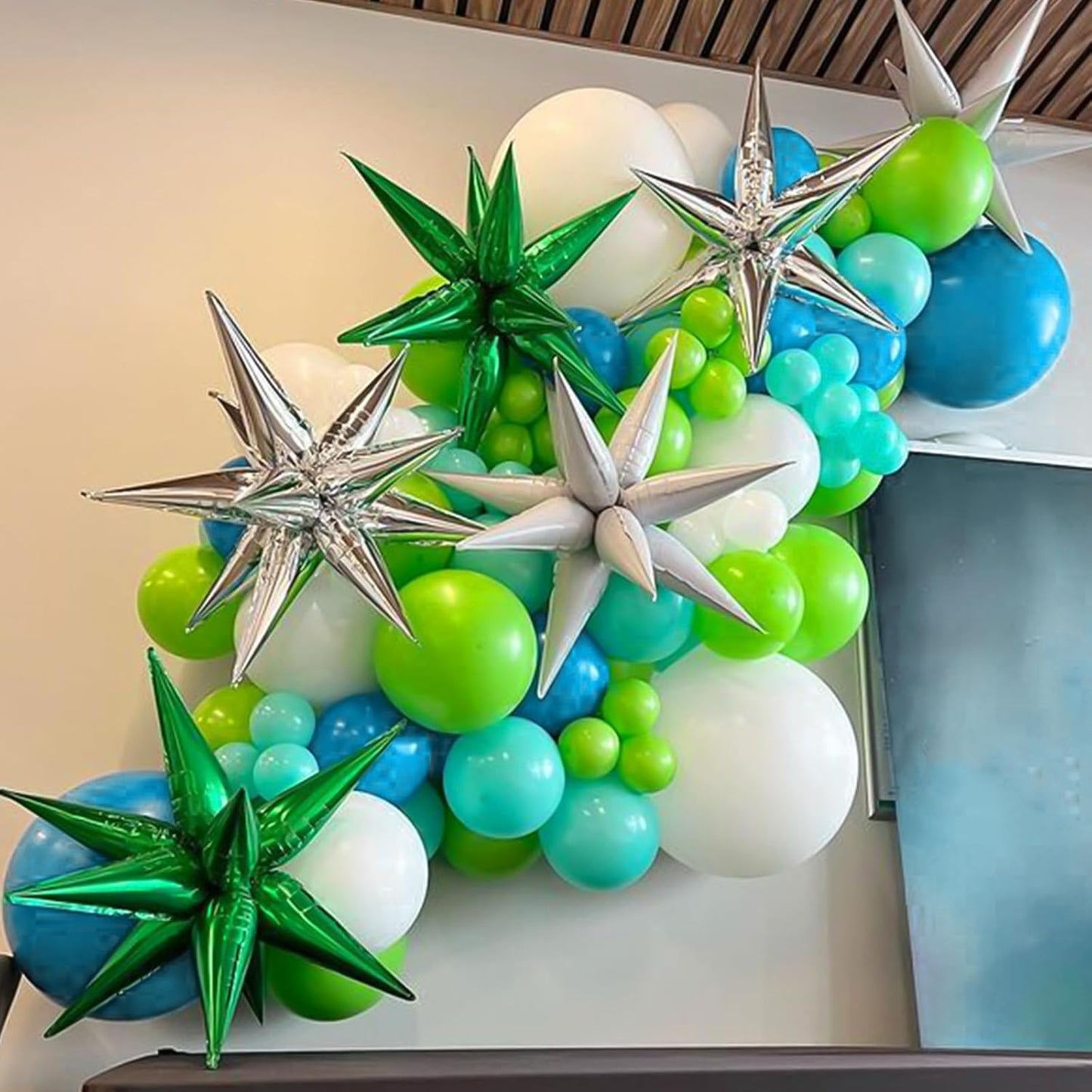 RUBFAC Blue Green Balloons - 129pcs in Various Sizes for Garland & Arch | Perfect for Parties & Events