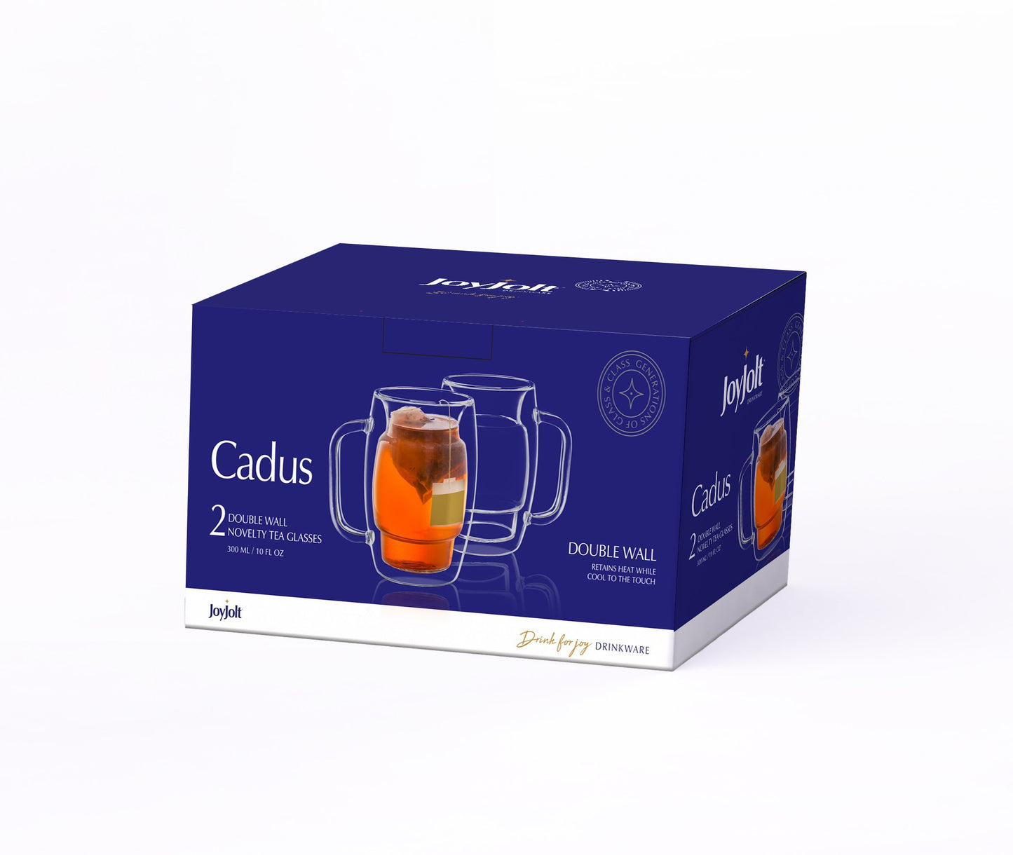 JoyJolt Cadus Glass Coffee Cups Double Wall Insulated Mugs Set of 2 Tea Glasses, 10-Ounces.