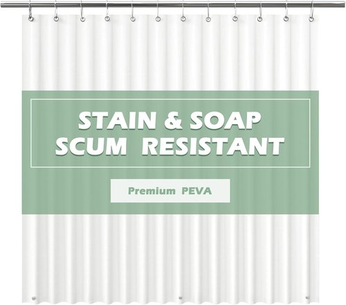 EHZNZIE Waterproof Shower Curtain Liner - 72x72 PEVA, Chemical-Free, Durable with 3 Weighted Magnets