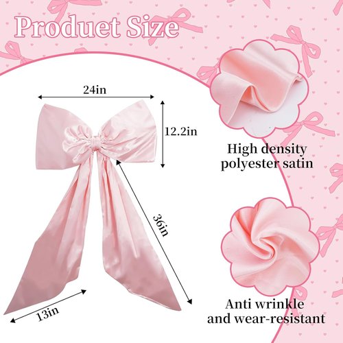 Giant Pink Coquette Bow Wall Decor - 24x48 Inch Large Ribbon Garland for Parties & Aesthetic Rooms