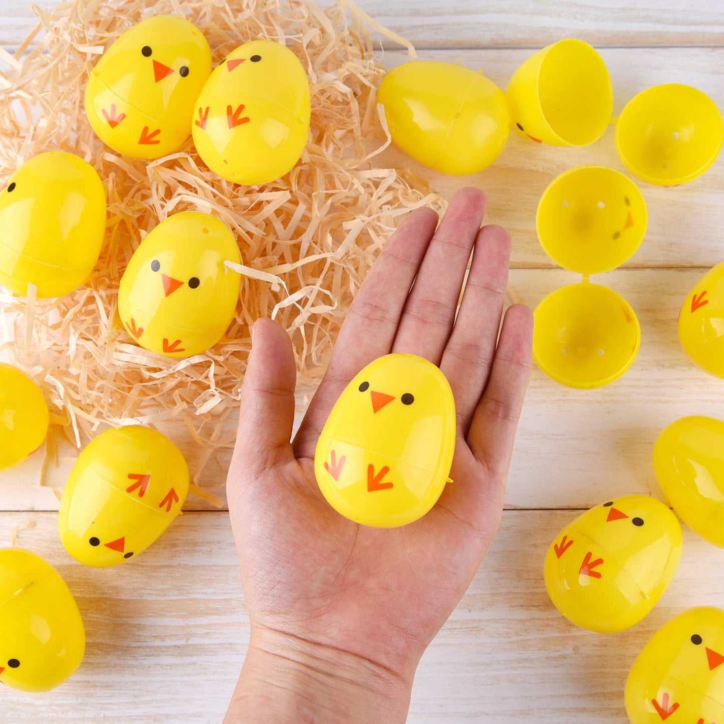 TUPARKA 36Pcs Easter Eggs Bulk Fillable Easter Eggs Plastic Easter Chicken Eggs for Basket Stuffers, Egg Hunt, Party Supplies