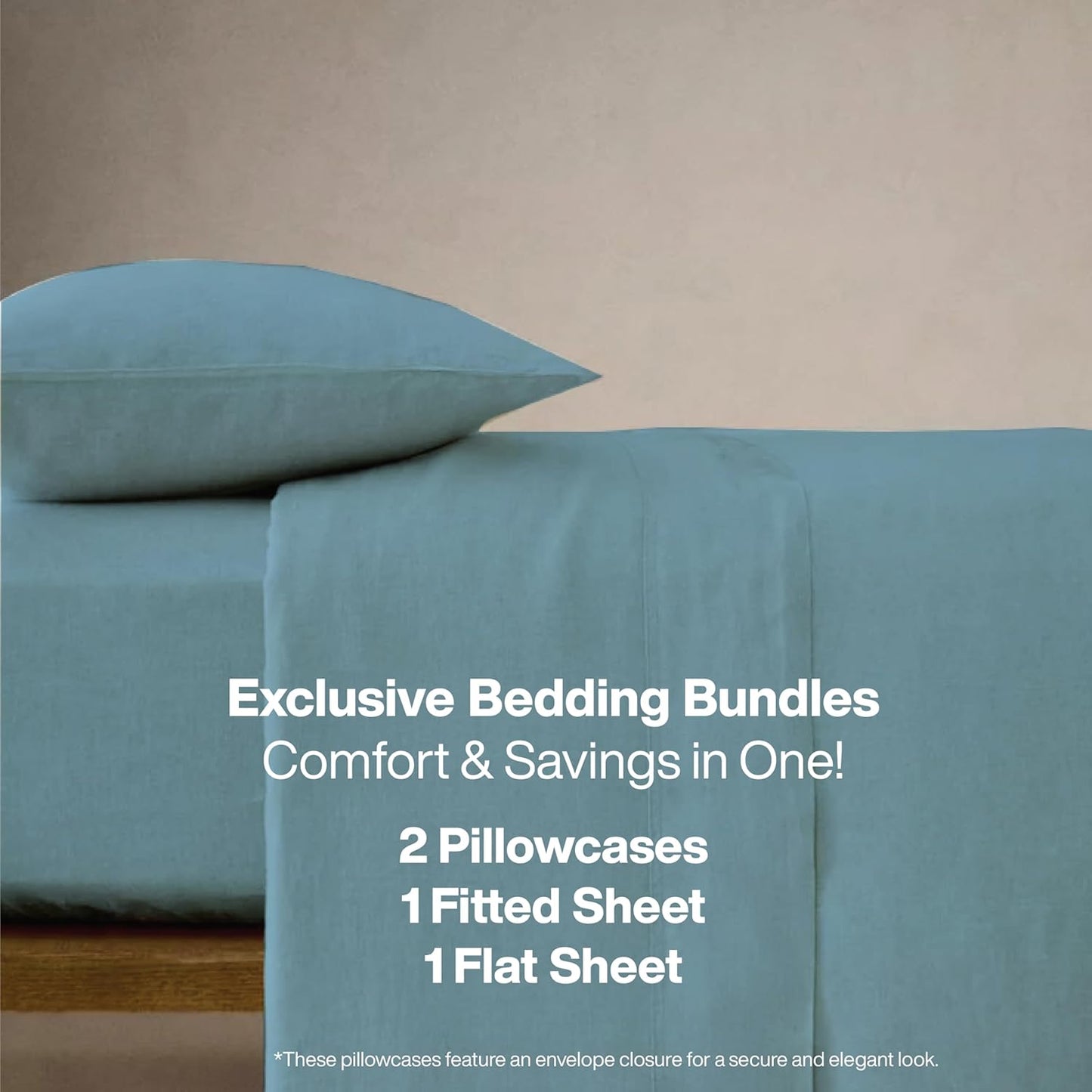 QUEENSBAY Queen Sheet Set - 4 Pieces Super Soft Microfiber | 16-Inch Deep Pocket, Cooling, Aqua Blue