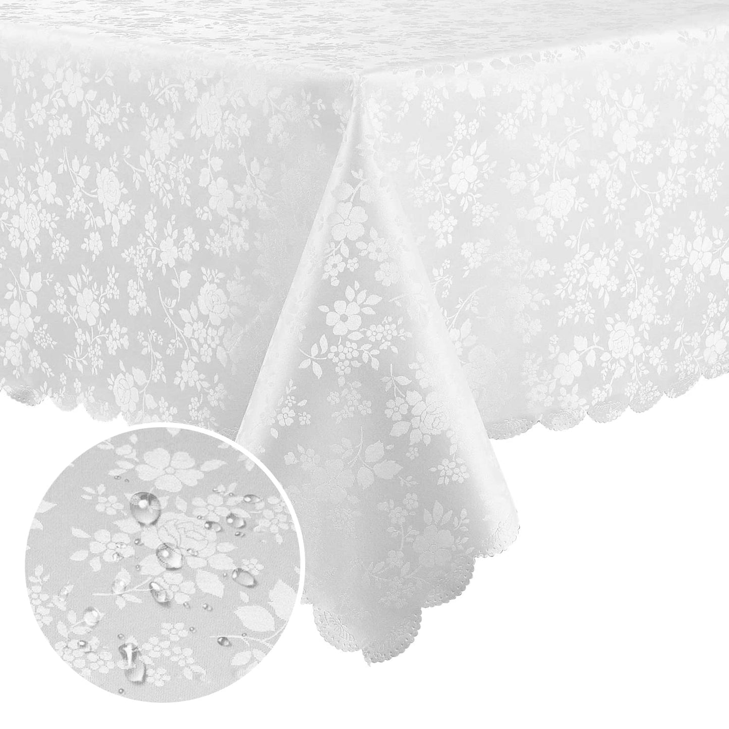 Smiry Rectangle Table Cloth, Waterproof Heavy Duty Vinyl Tablecloths, Wipeable Washable Table Cover for Kitchen and Dining Room (White, 54" X 78")