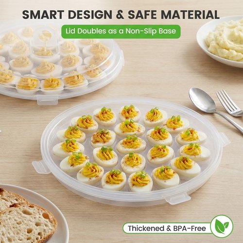 HAKSEN Deviled Egg Containers with Lid, 3PCS Deviled Egg Platter Carrier Holder Trays with 66 Slots for Party and Home Kitchen, Clear