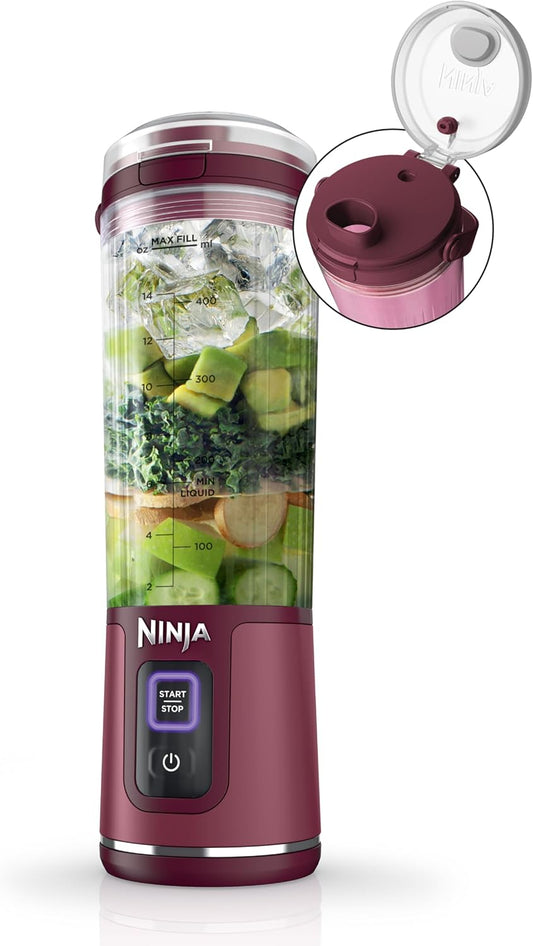 Ninja BC151CR Blast Portable Blender - Cordless 18oz Personal Blender for Smoothies & Shakes | BPA Free, USB-C Rechargeable, Leakproof Lid, Cranberry Red