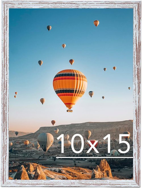 JCJMY 10x15 Rustic White Picture Frame - Versatile Wall Mounting for Horizontal or Vertical Display