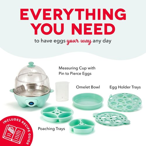 Dash Deluxe Egg Cooker | Boiler, Poacher & Steamer - Holds 12 Eggs - Aqua - BPA Free & Dishwasher Safe