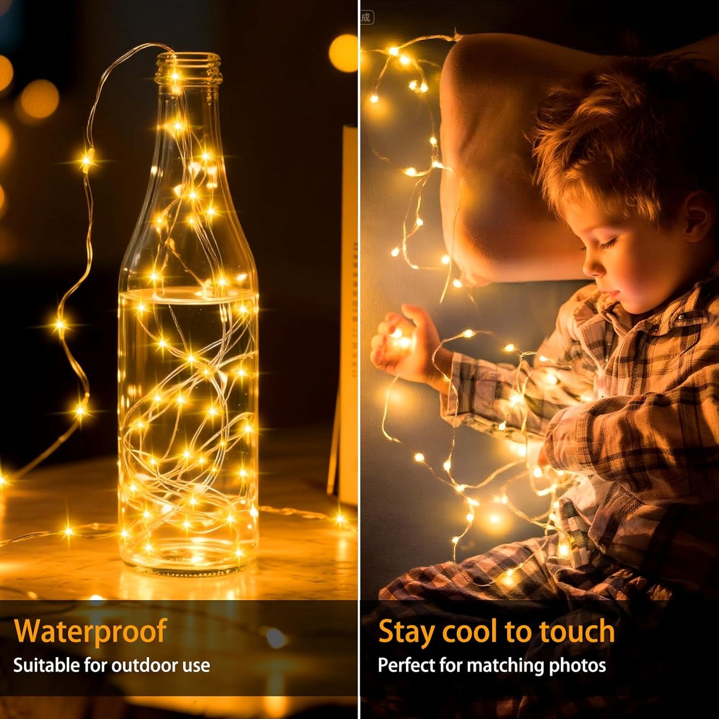 VOOKRY 30 LED Fairy String Lights - 10 ft Mini Silver Wire for DIY Crafts, Weddings & Christmas (Warm White)
