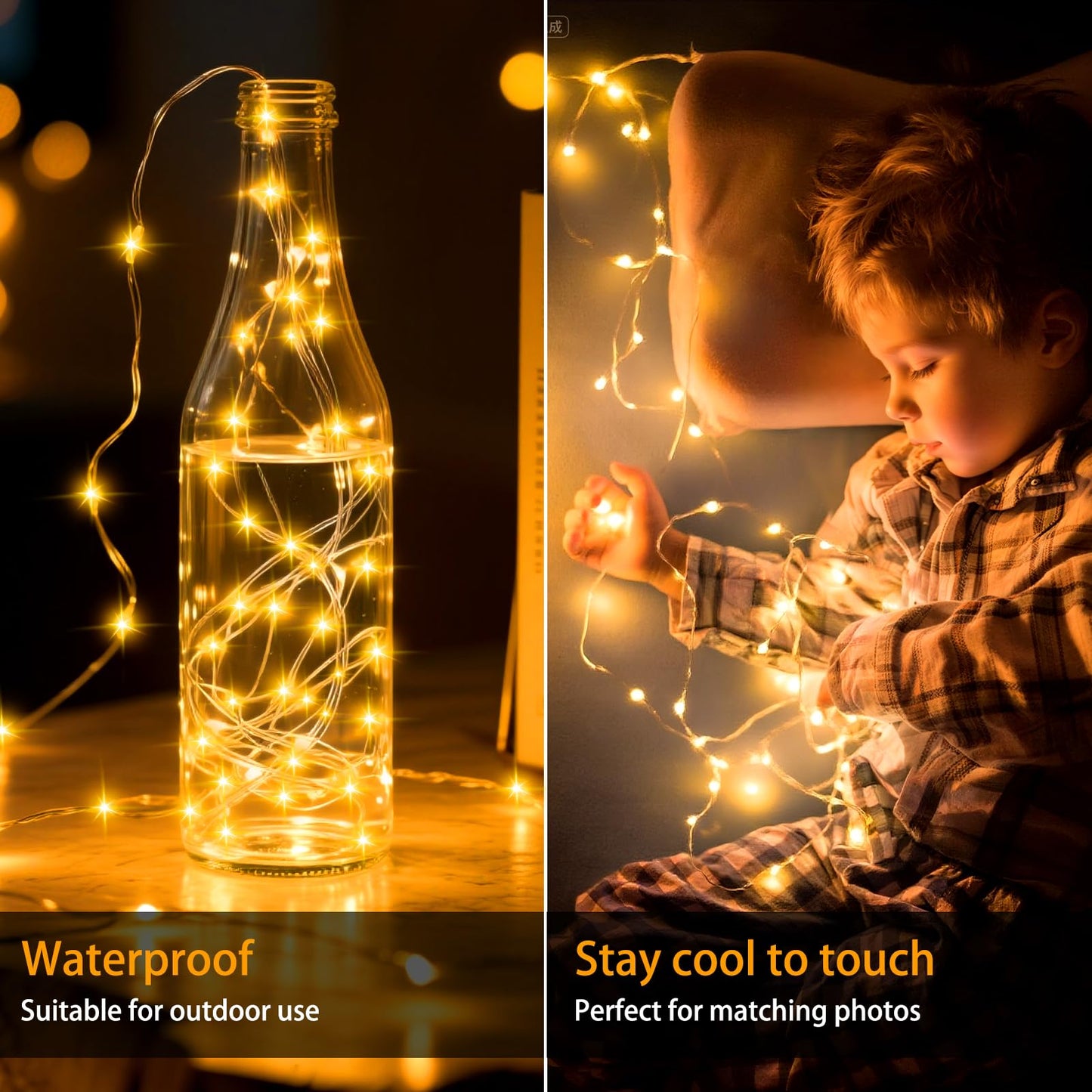 VOOKRY 32 Pcs Fairy Lights Battery Operated String Lights - 10 ft 30 LEDs Waterproof Copper Wire Mini Firefly Starry Moon Lights for DIY Crafts Wedding Party Bedroom Table Centerpieces Christmas