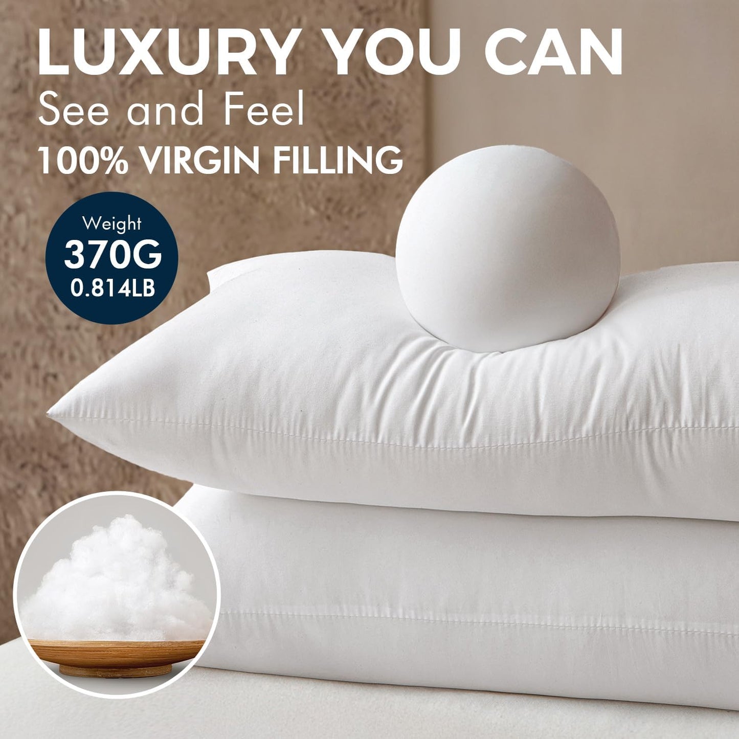 MIULEE Throw Pillow Inserts - Pack of 2, 14x22 Inch, 100% Virgin Fiber Filling for Bed & Couch