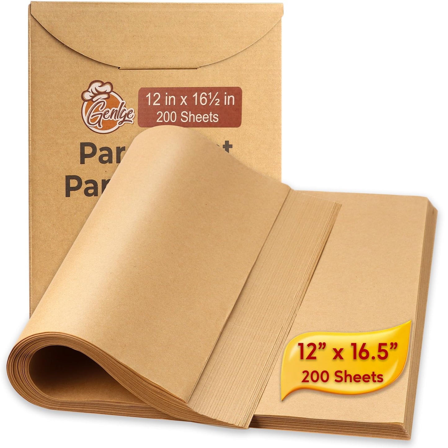 200 Pcs Parchment Paper Baking Sheets, 12x16.5 Inches Non-Stick Precut Baking Parchment, for Baking Cooking Cookie Bread and Air Fryer - Unbleached