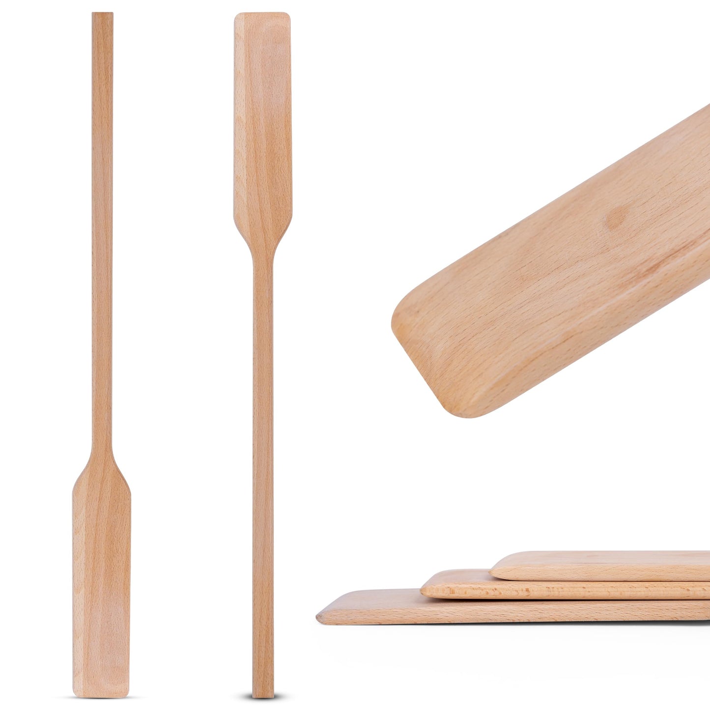 Flat Wooden Spatula for Cooking - 32" Long Wooden Stirring Paddle for Cooking, Mixing, Brewing in Big Stock Pots, Hand-Held Beech Wood Pot Stirrer Wooden Spoon for Kitchen