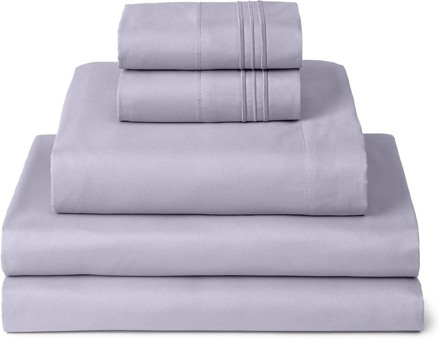 Mellanni Split King Sheets Set - 5 PC Luxury Bedding Collection - Extra Soft, Cooling, Stain Resistant | Lavender
