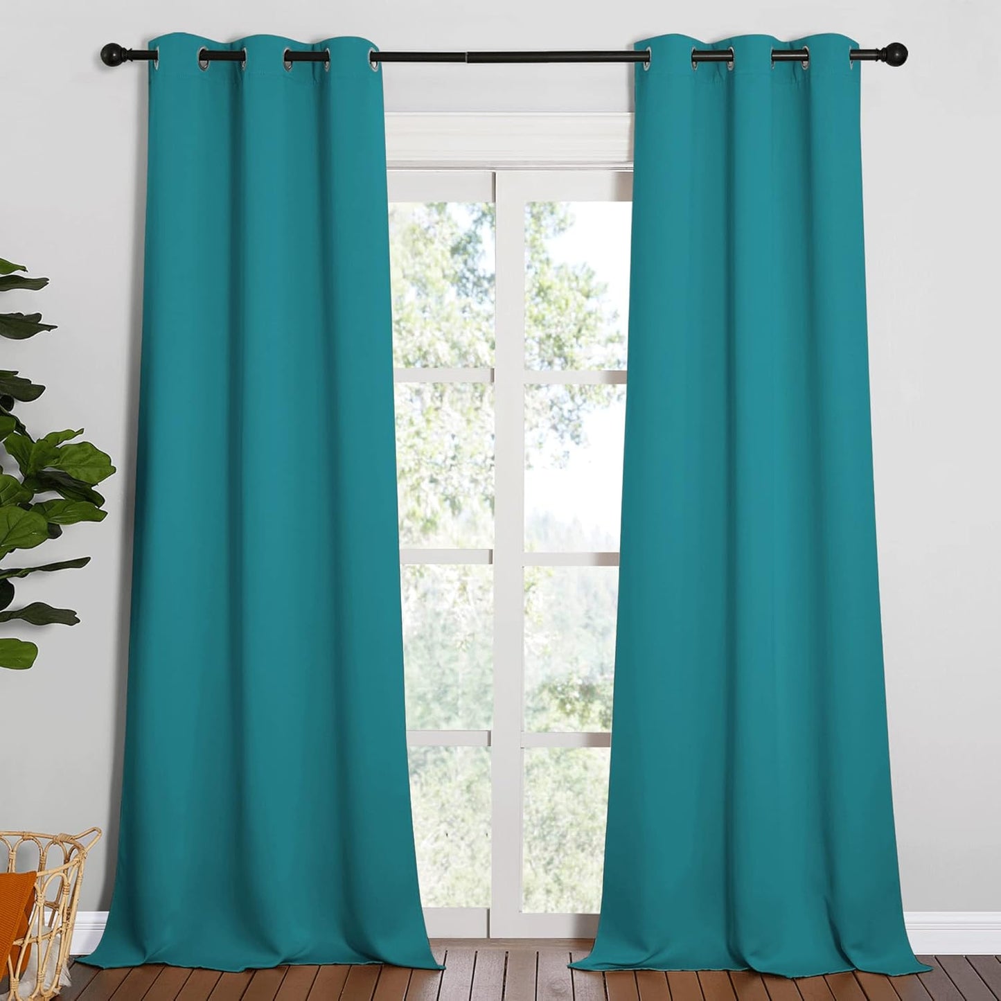 NICETOWN Blackout Curtains - Thermal Insulated Room Darkening Panels, 95 Inch Length, Peacock Teal (2 Pieces)