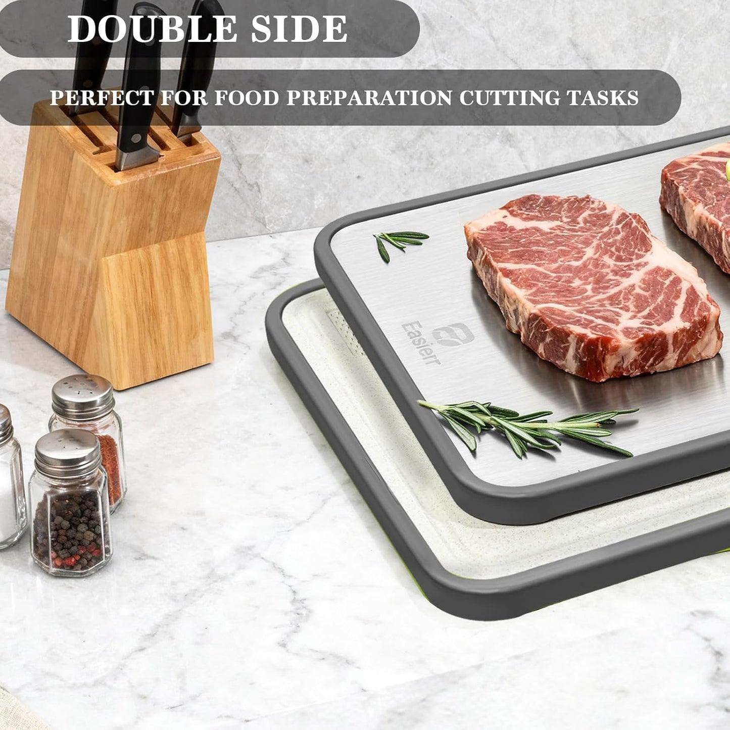 Titanium Cutting Board by Extra Large | Non-Toxic 2-in-1 Design with Juice Groove | 17 x 12 Inch