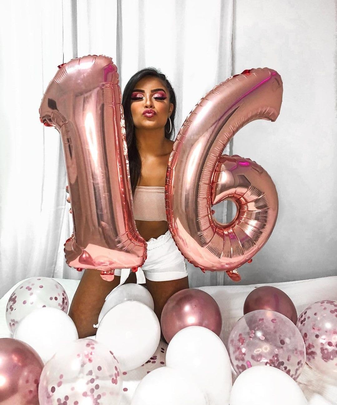 Skiennix 40-Inch Rose Gold Balloon Numbers - Perfect Sweet 16 Birthday Decorations | Large 1, 6, 16, 61