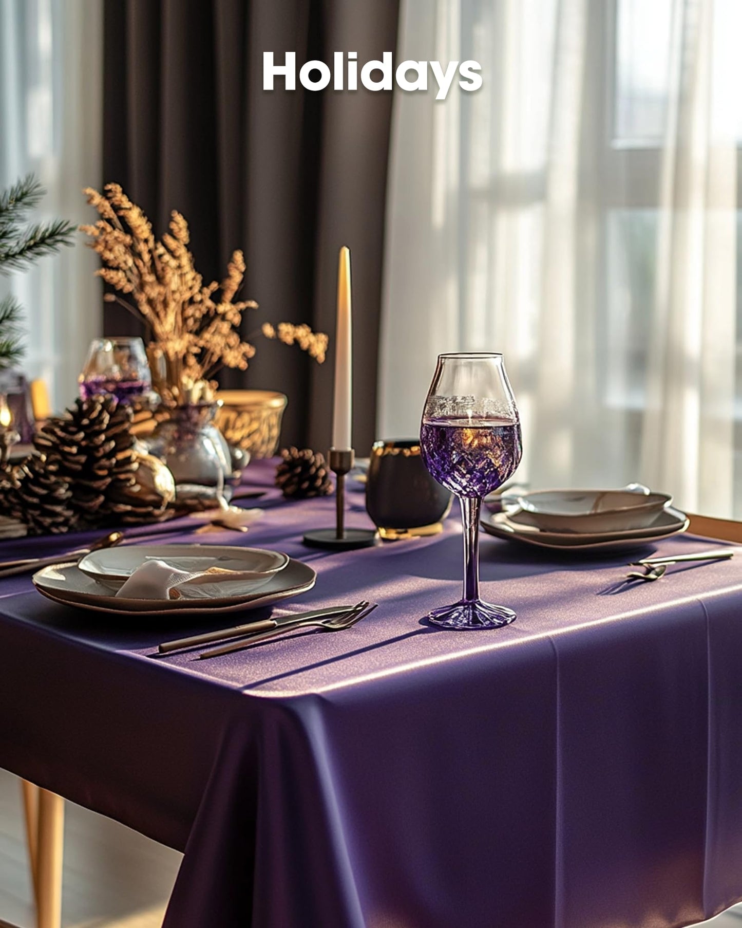 Pureegg Plastic Table Cloth Disposable 12 Pack, 54 x 108 Inch Table Cloths, Graduation Decorations Class of 2026, Graduation Party Tablecloths, Rectangle, Plastic Cover, Leakproof & Sturdy, Purple