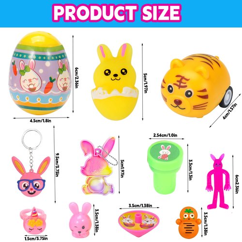 Fumogym 100PCS Unique & Colorful Prefilled Easter Eggs with Novelty Toys, Filling Treats, Easter Eggs Hunt, Basket Stuffers Fillers, Theme Party Favor, Classroom Prize
